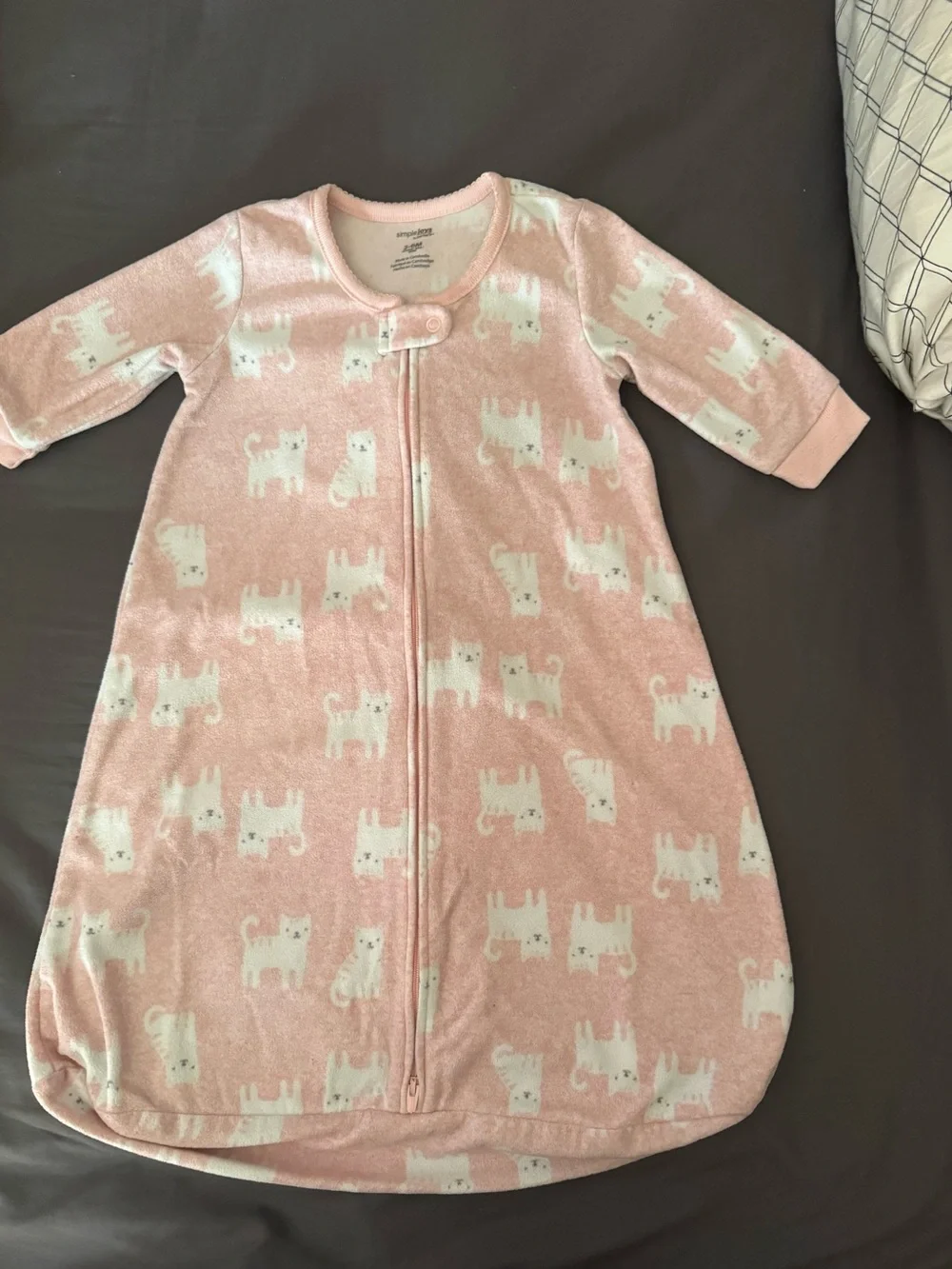Girls' Pink Cat Print Sleep Sack - Soft Zip-Front Pajama